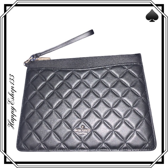 ♠️ kate spade ♠️ Natalia Large Quilted Leather Wristlet Clutch Pouch Bag